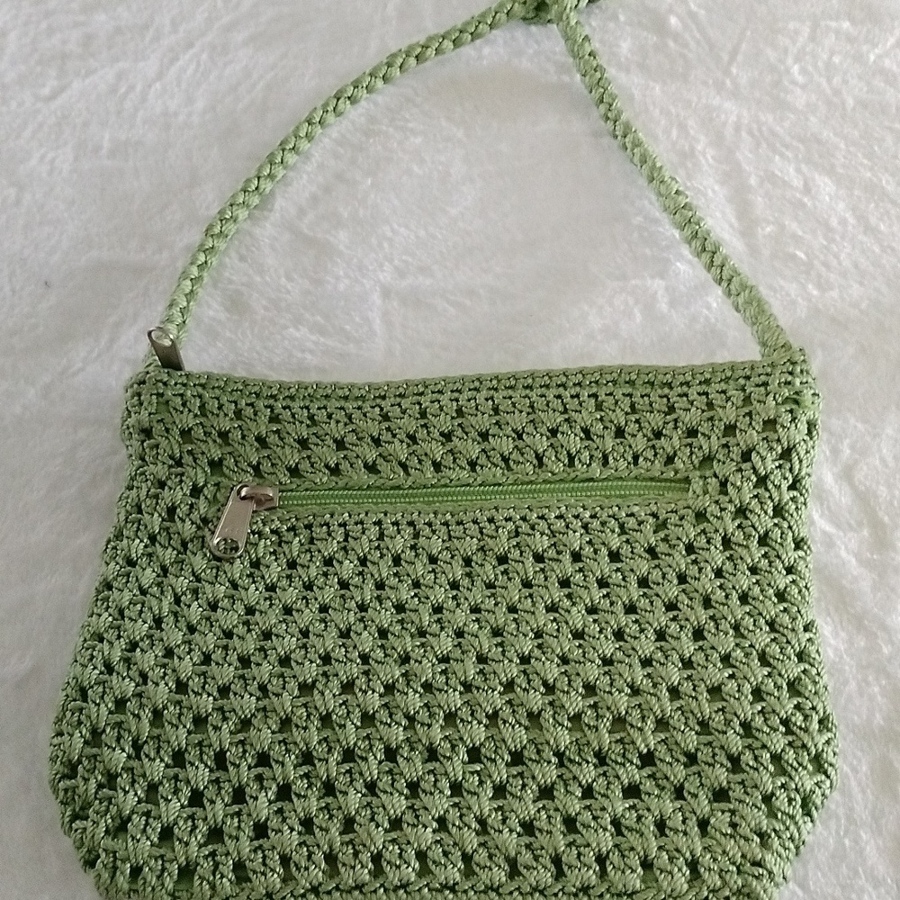Lina lime green crocheted shoulder bag